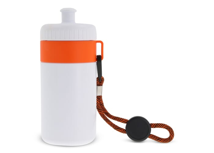 Bidon sport promotionnel 500 ml Blanc / Orange